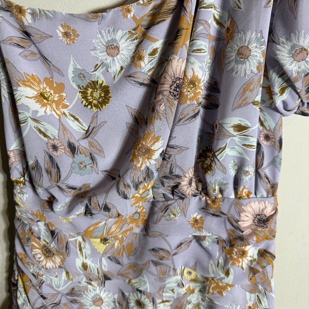 ASTR The Label Periwinkle Floral One Shoulder Tulip Mini Dress Women's Medium - Picture 8 of 14